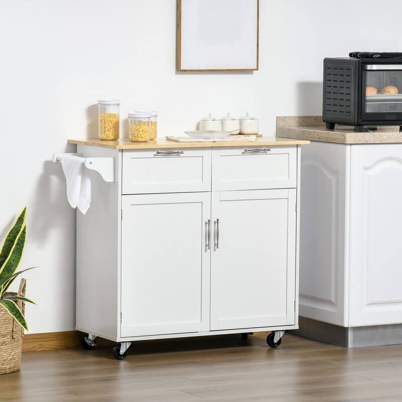 41" Modern Rolling Kitchen Island On Wheels(no include stool)