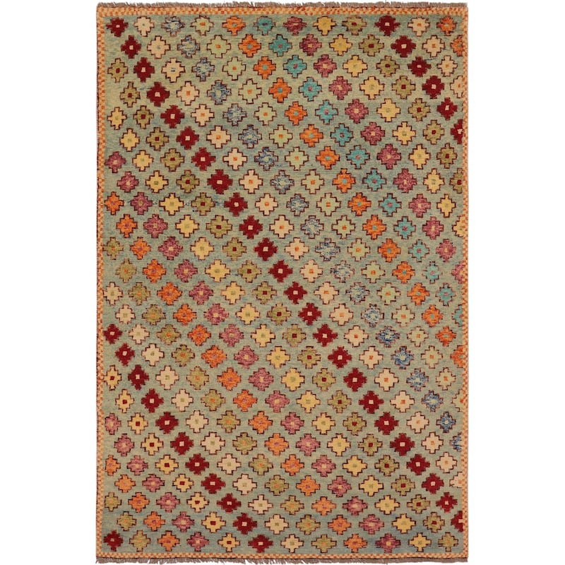 Eclectic Balochi Leon Blue/Red Hand Knotted Wool Rug - 4'9'' x 8'0''