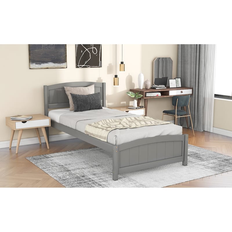 Wood Platform Bed with Headboard, Footboard