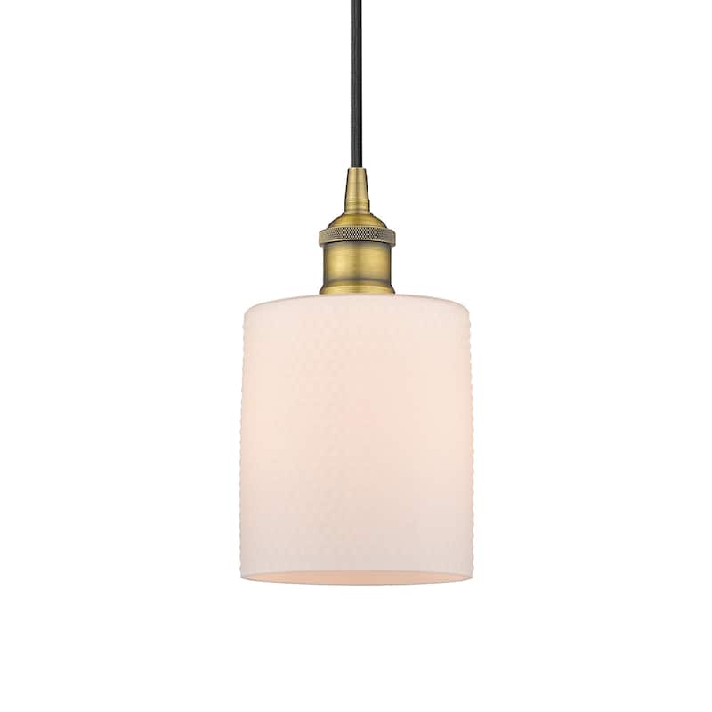 Innovations Lighting 616-1P-10-5 Cobbleskill Pendant Cobbleskill 5" - Brushed Brass / Matte White
