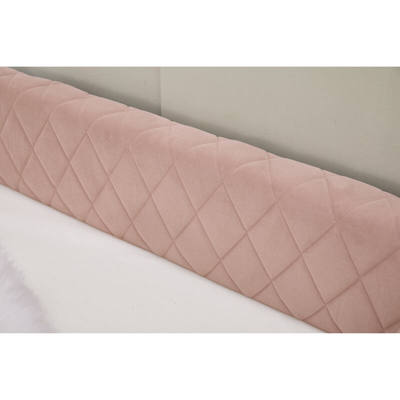 Twin Size Upholstered Daybed with Trundle, Velvet Sofa Bed with USB Port & Side Pockets, Modern V-Grained Backrest Guest Bed