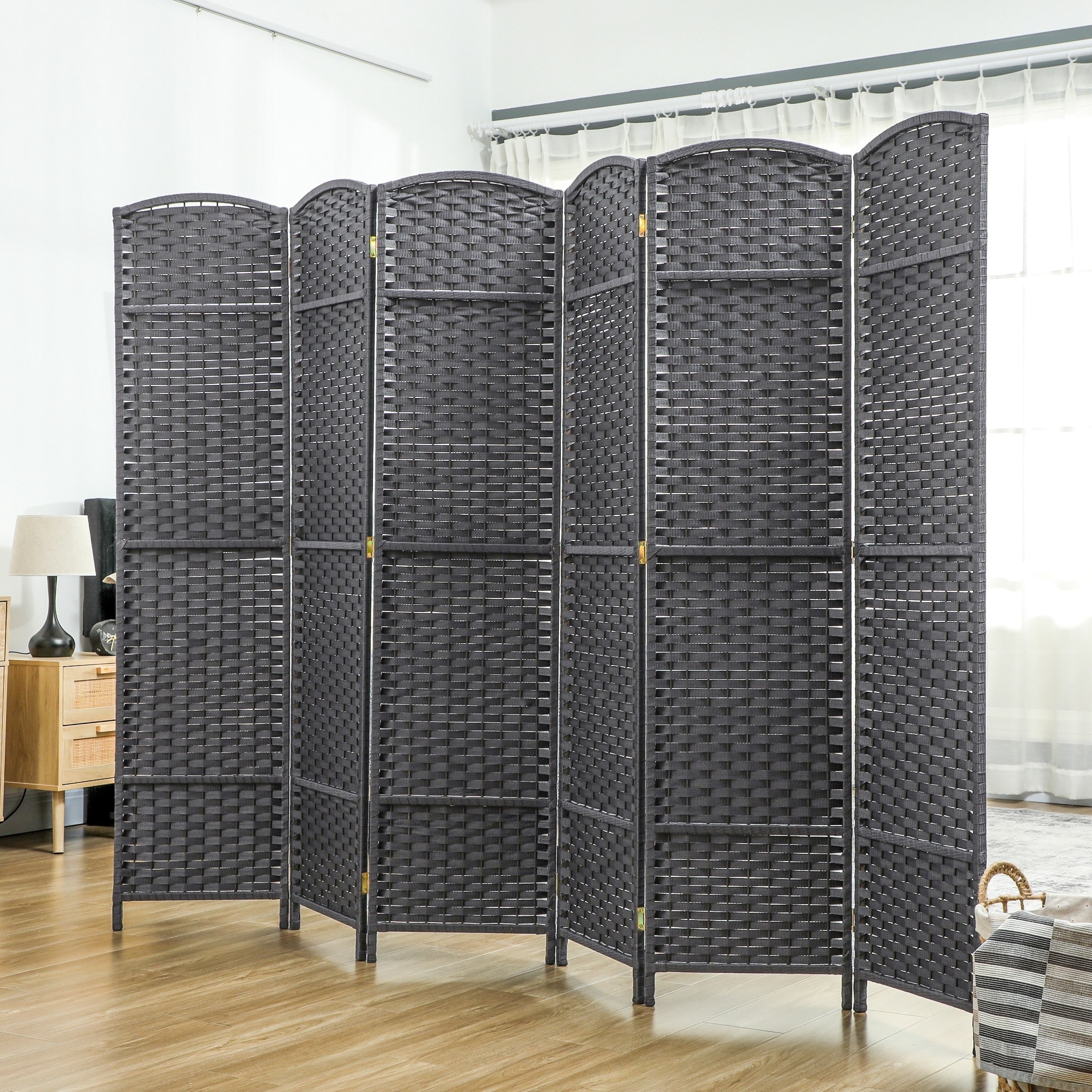 HOMCOM Room Divider, 6 Panel Folding Privacy Screen, 5.6' Tall Freestanding Wall Partition