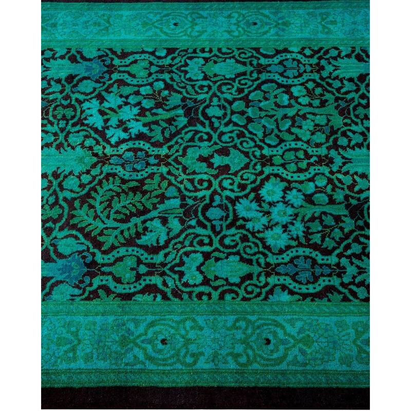 Overton Hand Knotted Wool Vintage Inspired Modern Contemporary Overdyed Blue Runner Rug - 2' 7" x 16' 1"