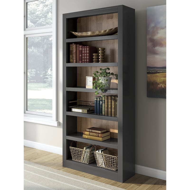 Signature Design by Ashley Wildenauer Brow/Black 75" Bookcase - 34"W x 11"D x 75"H