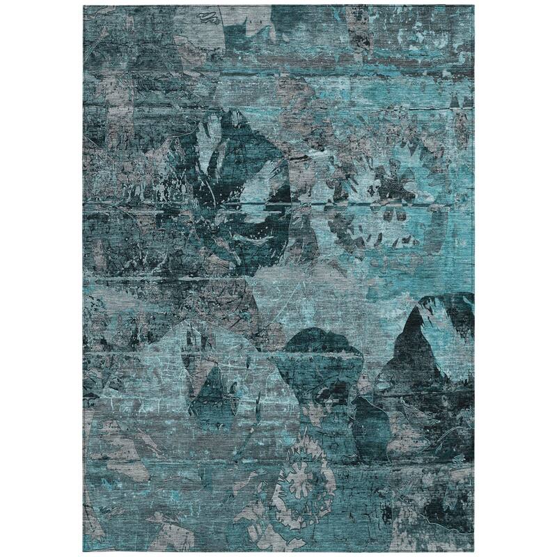 Alnave Artistic Abstract Weather Resistant Blended Style Runner Outdoor Rug