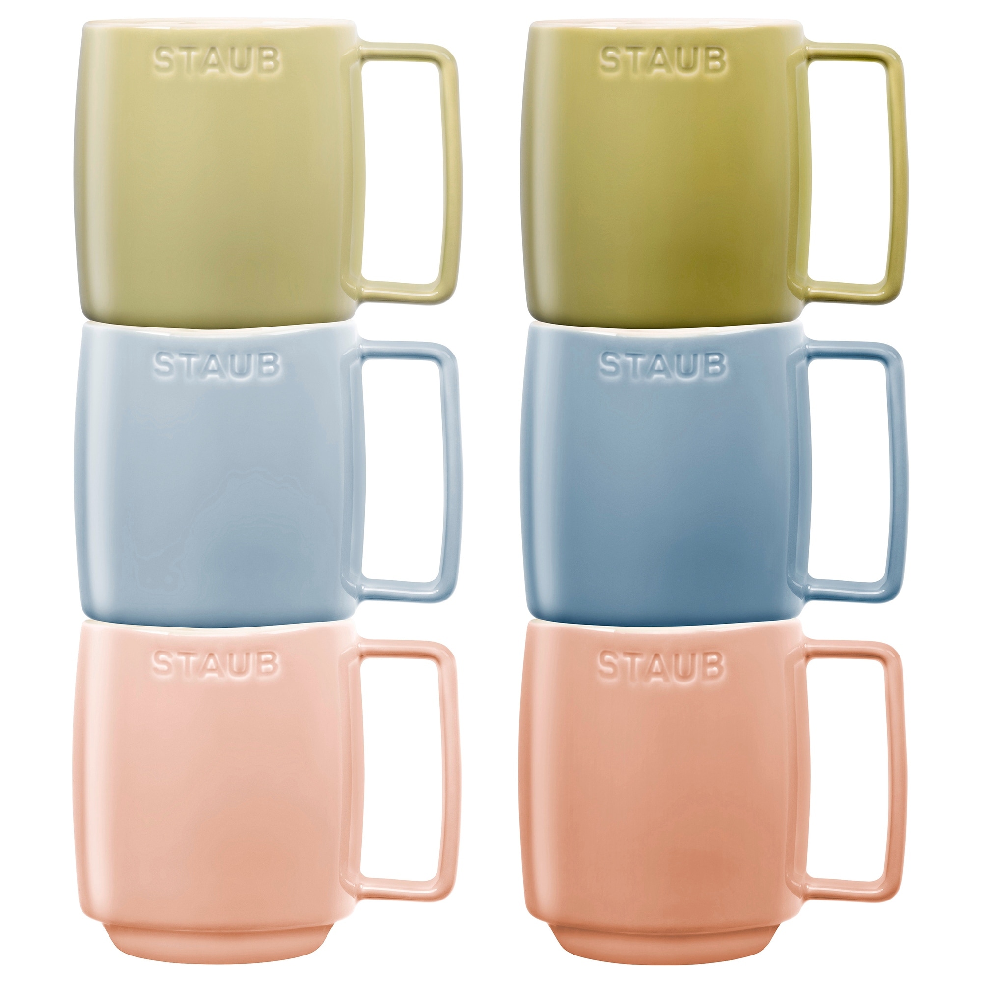 Staub Ceramic Dinnerware 6-pc 12 oz. Mug Set - Macaron Pastels - 6