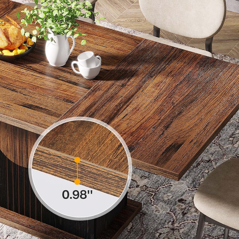55" Dining Table with Rectangle Wood Top for Kitchen Dining Room