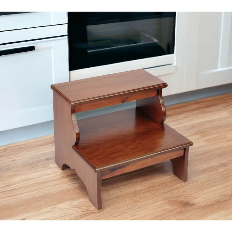 Classic Brown Backless Bar Chair Solid Wood Frame, 15-Inch Seat Height - 16” x 18” x 15”