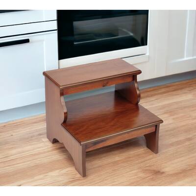 Classic Brown Backless Bar Chair Solid Wood Frame, 15-Inch Seat Height - 16” x 18” x 15”