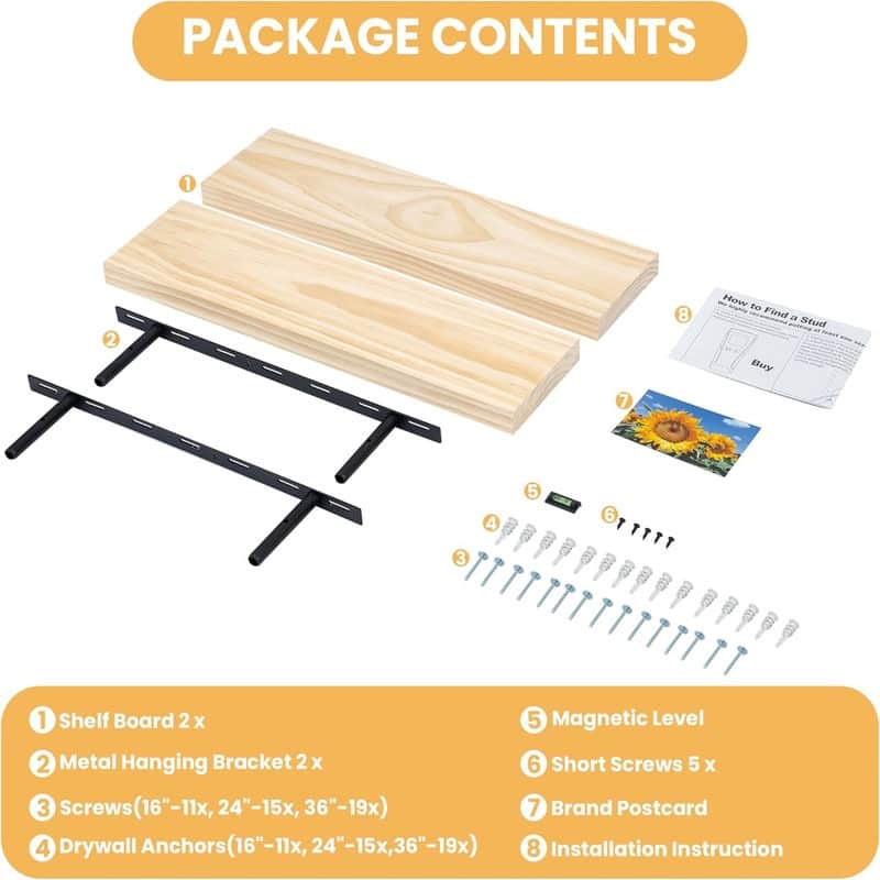 Wood Floating Shelves Set of 2