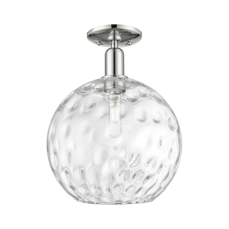 Innovations Lighting 716-1C-15-12 Athens Water Glass Semi-Flush Athens - Polished Nickel / Clear Water Glass