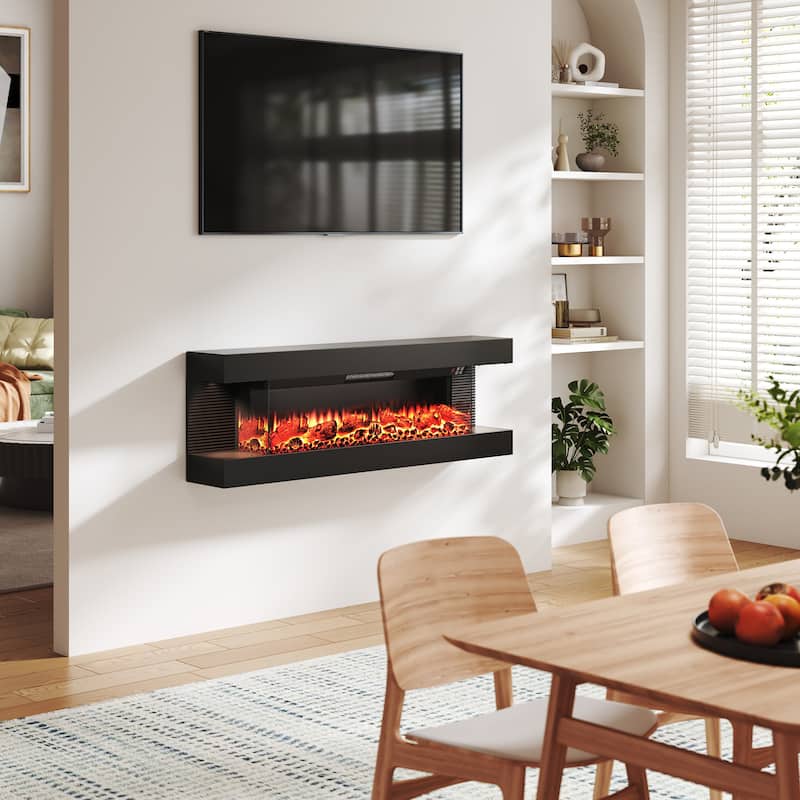 3-Sided Electric Fireplace, Wall Mounted LED Electric Fireplace