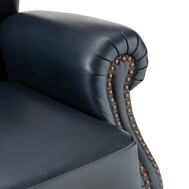 Alex Classic Wingback Leather Armchair with Nailhead Trim Set of 2 by HULALA HOME