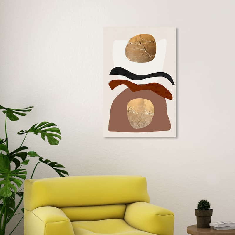 Wynwood Studio Canvas Abstract Costa De Tierra Gold and Metallic Gold Modern & Contemporary Wall Art Canvas Print - 30 x 20
