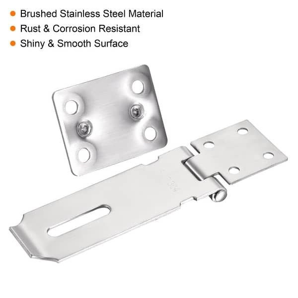 2Pcs Stainless Steel Gate Lock Hasp, Safety Packlock Clasp Lock Set for Doors, Cabinets, Closets and More (3inch-Silver