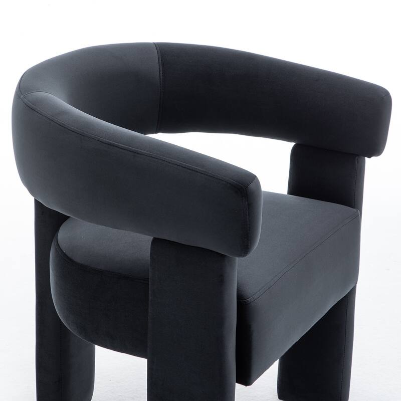 SEYNAR Modern Velvet Accent Chair Set of 2, Upholstered Barrel Armchair with Curved Back and Thickened Padded Seat