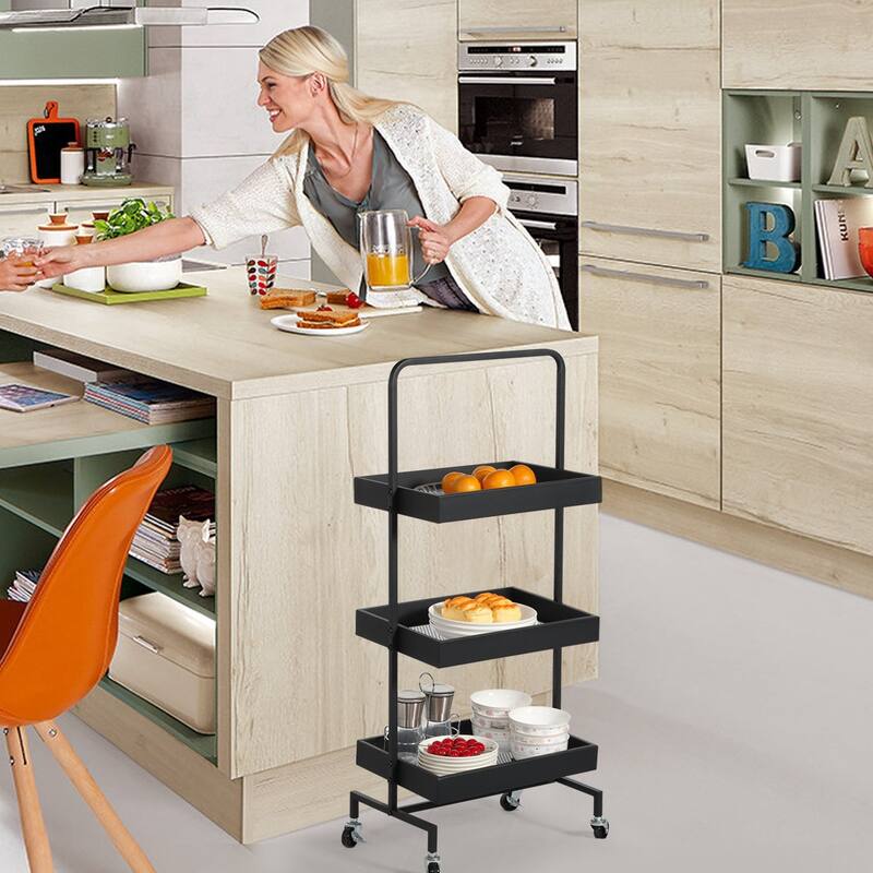 3-layer Iron Mesh Rack with Wheels