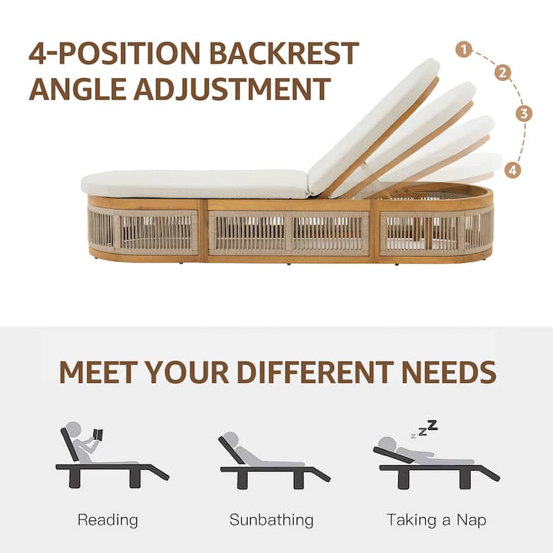 Outdoor Adjustable Acacia Wood Lounge Chair