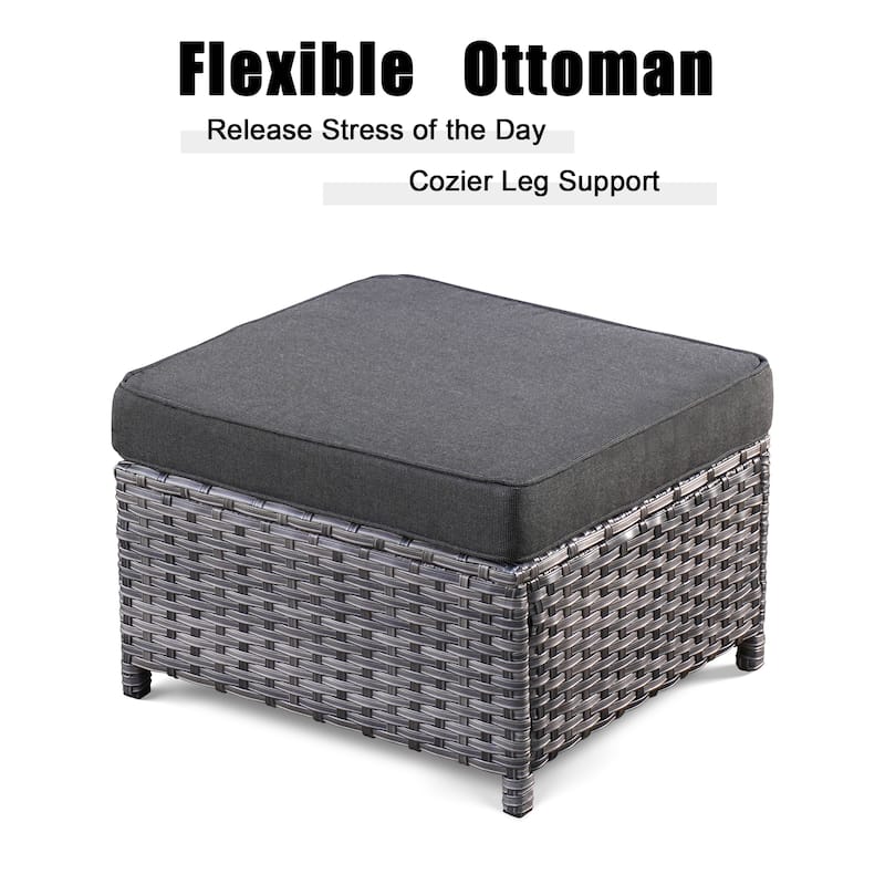 OVIOS 5piece Patio Furniture Wicker Outdoor Highback Seating Set On