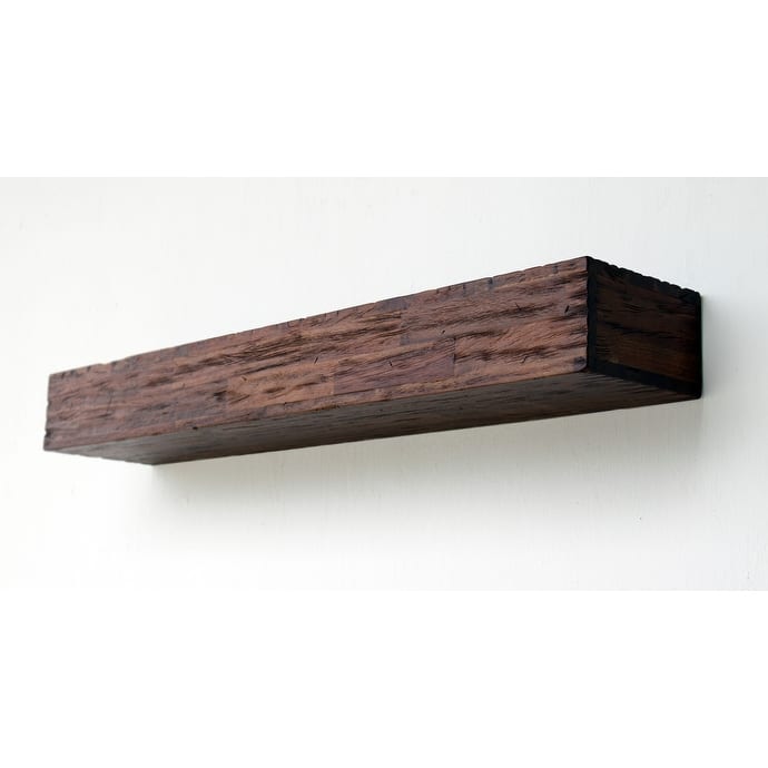 Distressed Acacia Wood Floating Wall Shelves (Set of 2)