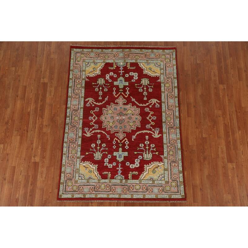 Oushak Turkish Area Rug Hand-knotted Wool Carpet - 4'6"x 6'1"