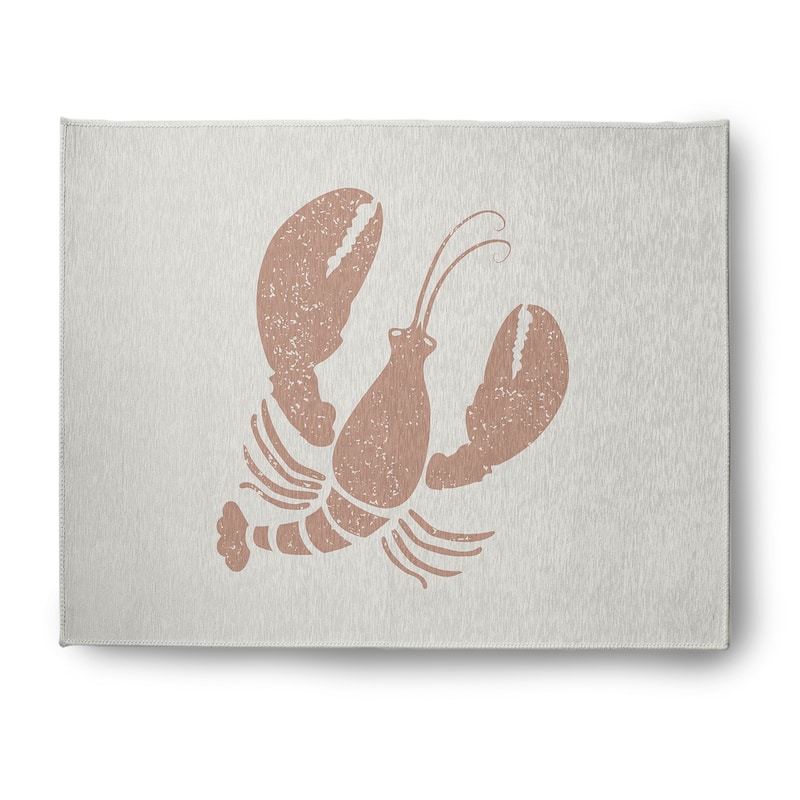 Lobster Nautical Indoor/Outdoor Rug - Mauve and White - 8' x 10'