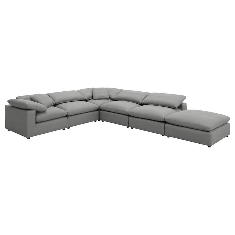 Raleigh 6-Piece Boucle Upholstered Modular Sectional - Grey - Right Facing