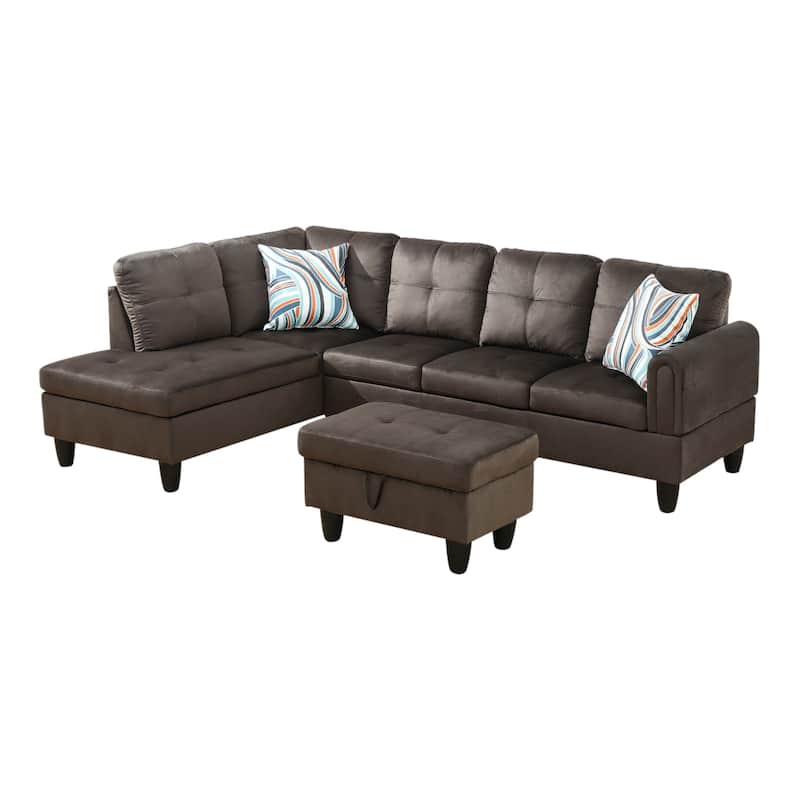 KISRAIS 97" Wide 3-Piece Upholstered Sectional Sofa Set for Small Spaces