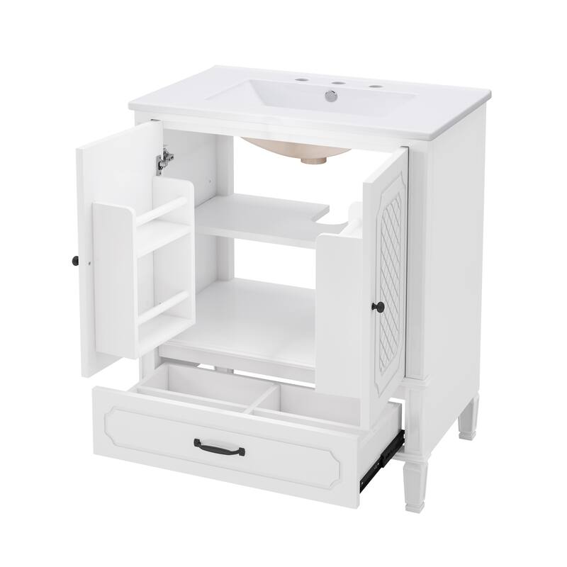 Bathroom Vanity with Sink Vintage Style,Multi-functional Storage Space