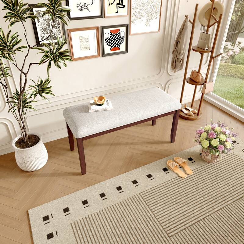 Dining Bench with Padded Seat and Solid Wood Leg,38-inch Entryway Bench for Living Room,Upholstered Bench