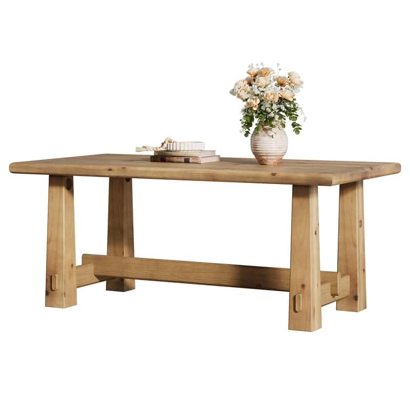 47-Inch Sturdy Rectangular Solid Wood Coffee Table