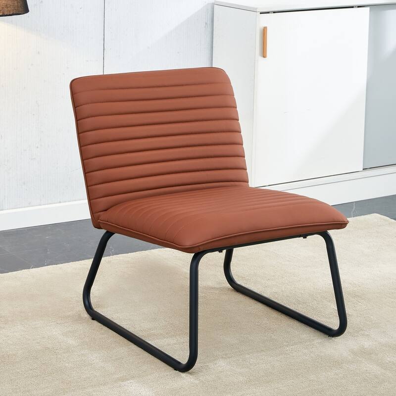 22 in.W Armless Sofa Chair with PU Backrest Paired with Metal Legs