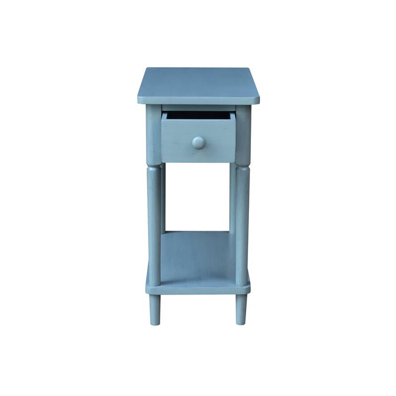 Narrow Solid Wood Side Table with Drawer