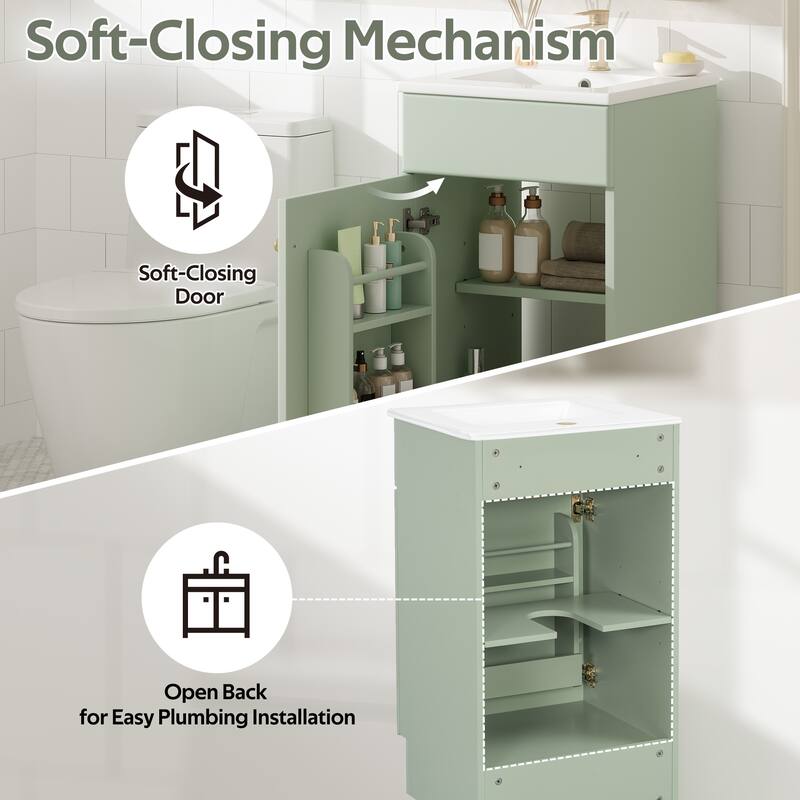 Christopher Knight Home - Ethan 18" Bathroom Wooden Vanity with Sink and Storage Cabinet