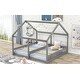 preview thumbnail 16 of 18, Wooden Twin Size House Platform Beds with Fence, Two Shared Beds with Roof, Montessori Bed for 2 Kids Double Bed Frame, 2 in 1