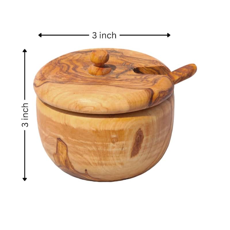 Olive Wood Sugar Cellar with Spoon