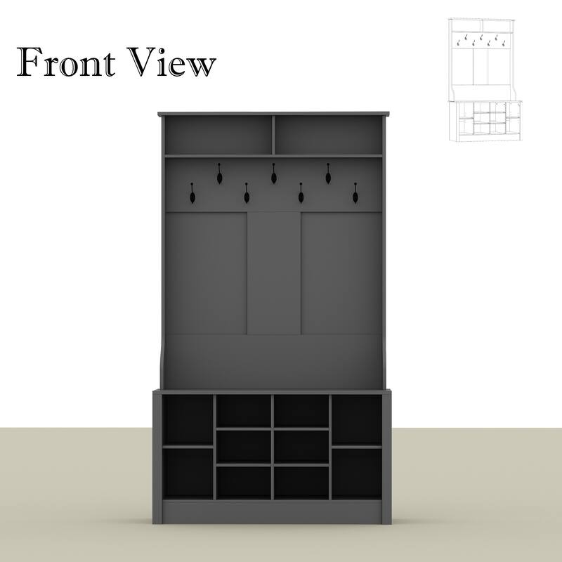 Coat Rack and Storage Bench Hall Tree with Shoe Rack for Entryway