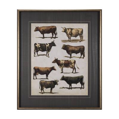 Antique Cow Chart Framed Art Print