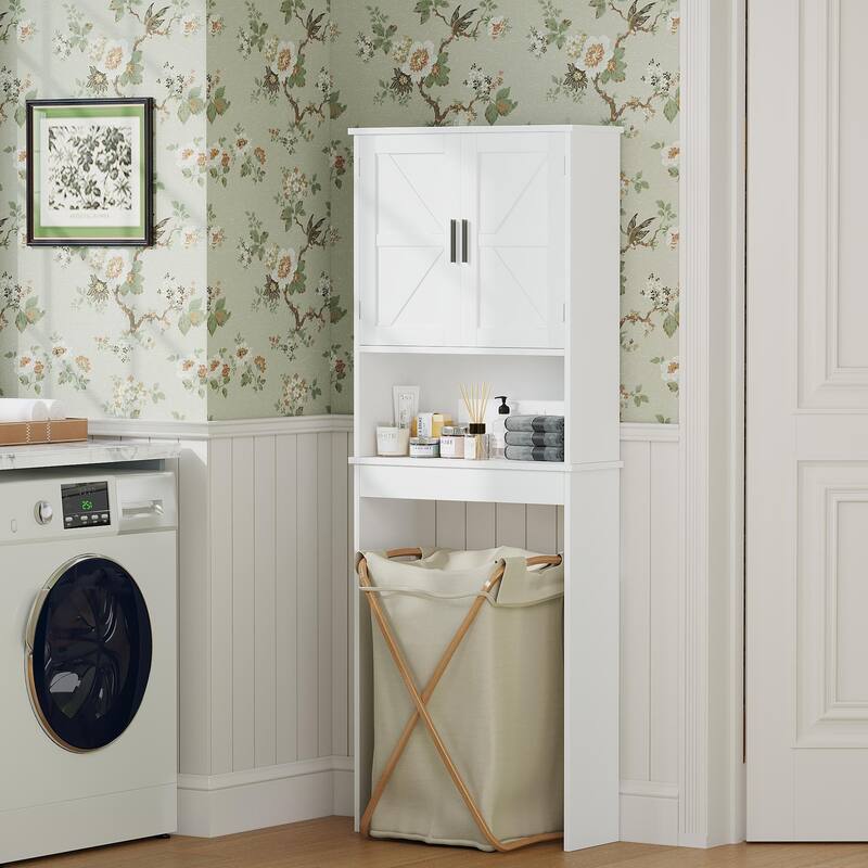 Anmytek Modern Espresso Over The Toilet Space Saver Wood Storage Cabinet Bathroom Organizer