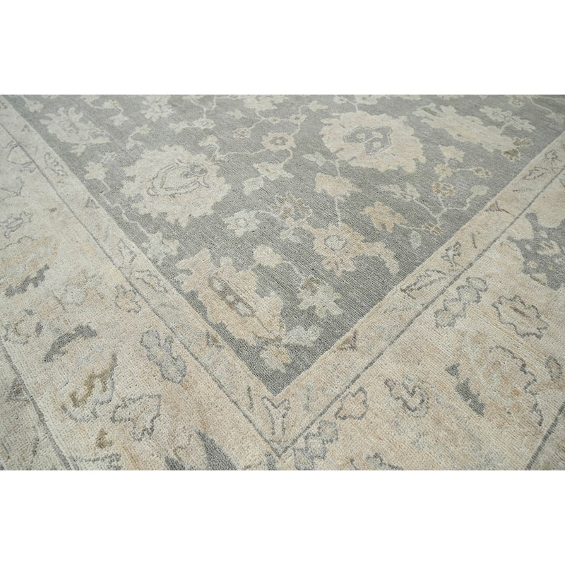 LoomBloom Multi Size Hand Knotted Turkish Oushak Gray Wool Area Rug