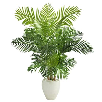 62" Hawaii Palm Artificial Tree in White Planter
