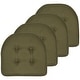 preview thumbnail 27 of 31, Sweet Home Collection Solid Color U-Shaped Memory Foam Chair Cushions - 16"x17" Set of 4 - Army Green