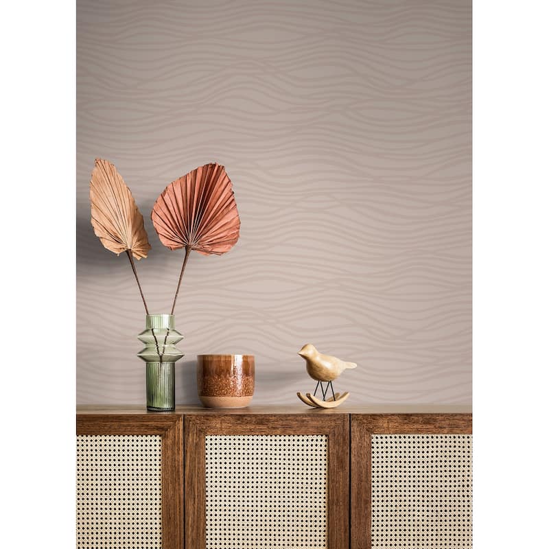 A-Street Prints Galyn Rose Gold Pearlescent Wave Wallpaper