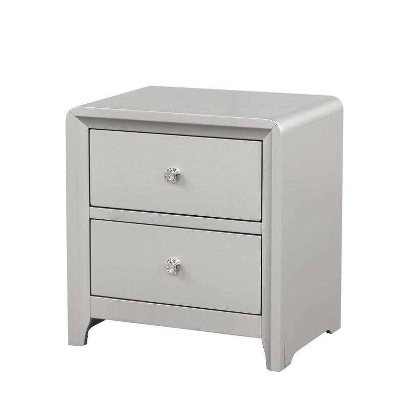 Contemporary Nightstand - Champagne Finish with Nickel Hardware & Dovetail Drawer