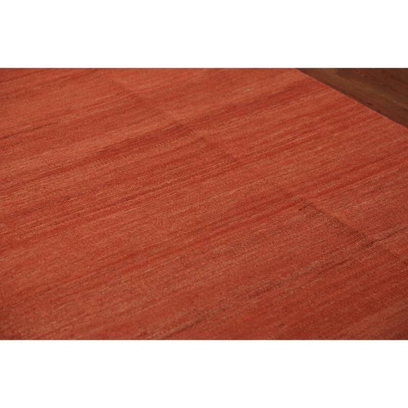 Orange Modern Gabbeh Area Rug Oriental Tribal Hand-Knotted Wool Carpet - 6'5" x 9'9"