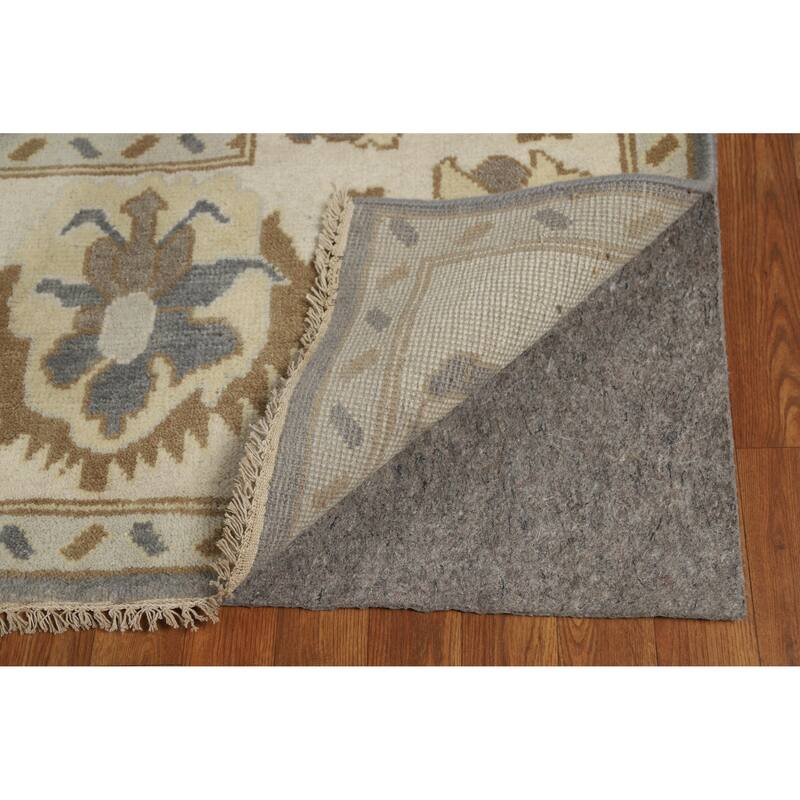 Slate Gray Oushak Indian Area Rug Hand-Knotted Wool Carpet - 8'10" x 11'8"