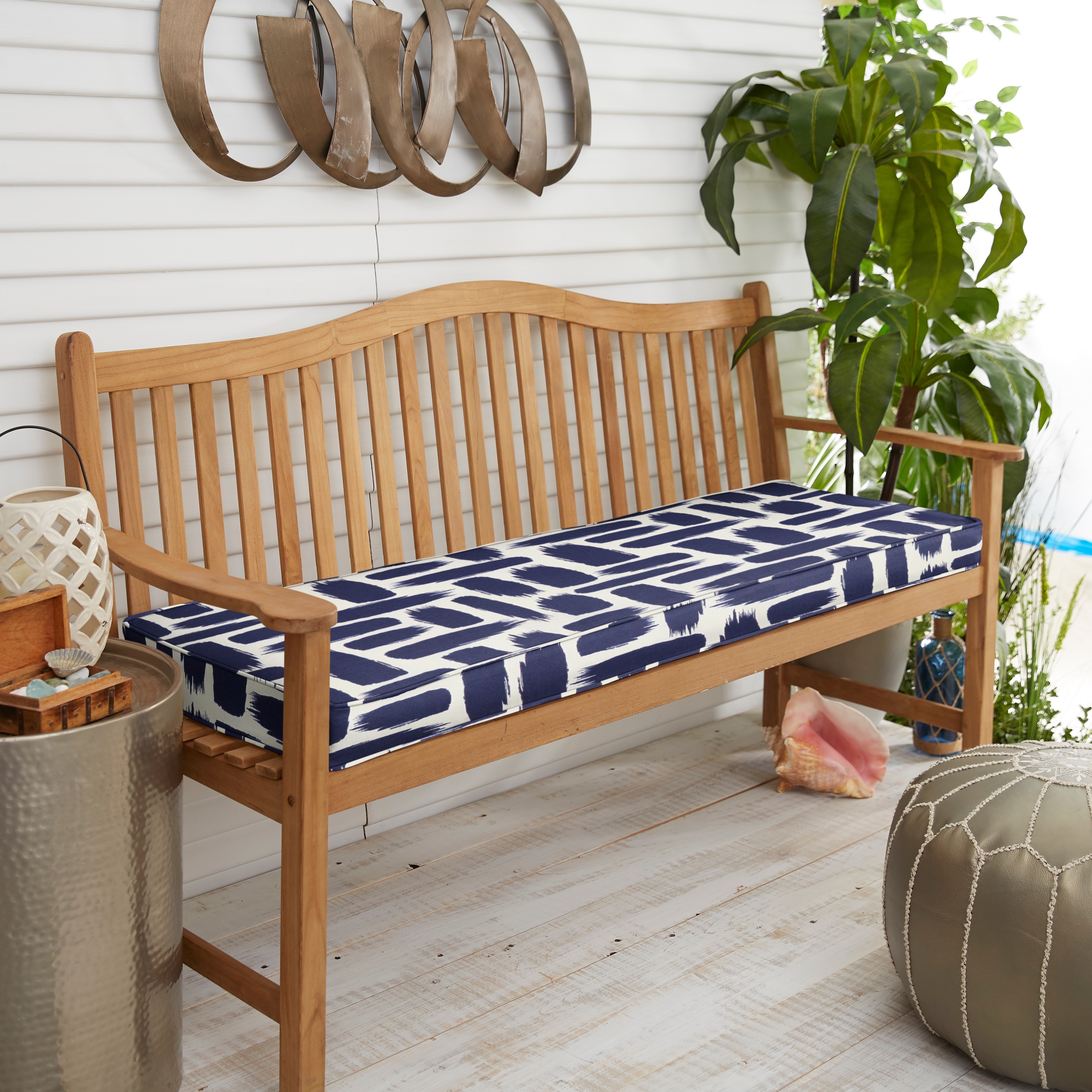 Blue outdoor bench cushions sales