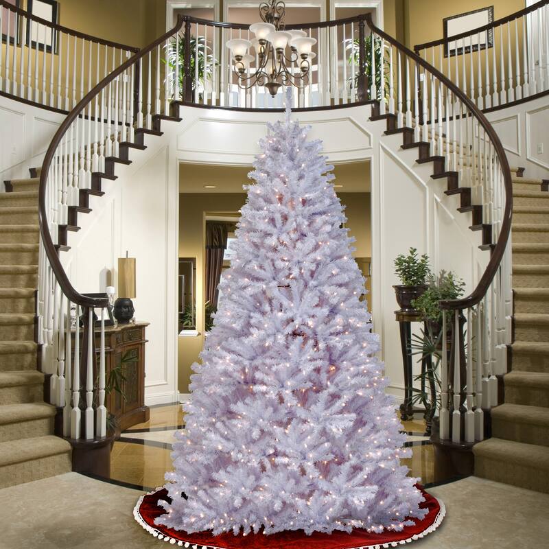 National Tree Company 9 ft. North Valley White Spruce Tree with Clear Lights - 9 Foot - 9 Foot - White
