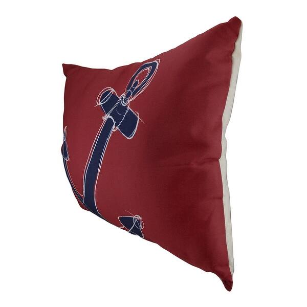 Shop Red Navy Blue Nautical Anchor Indoor Outdoor Throw Pillow