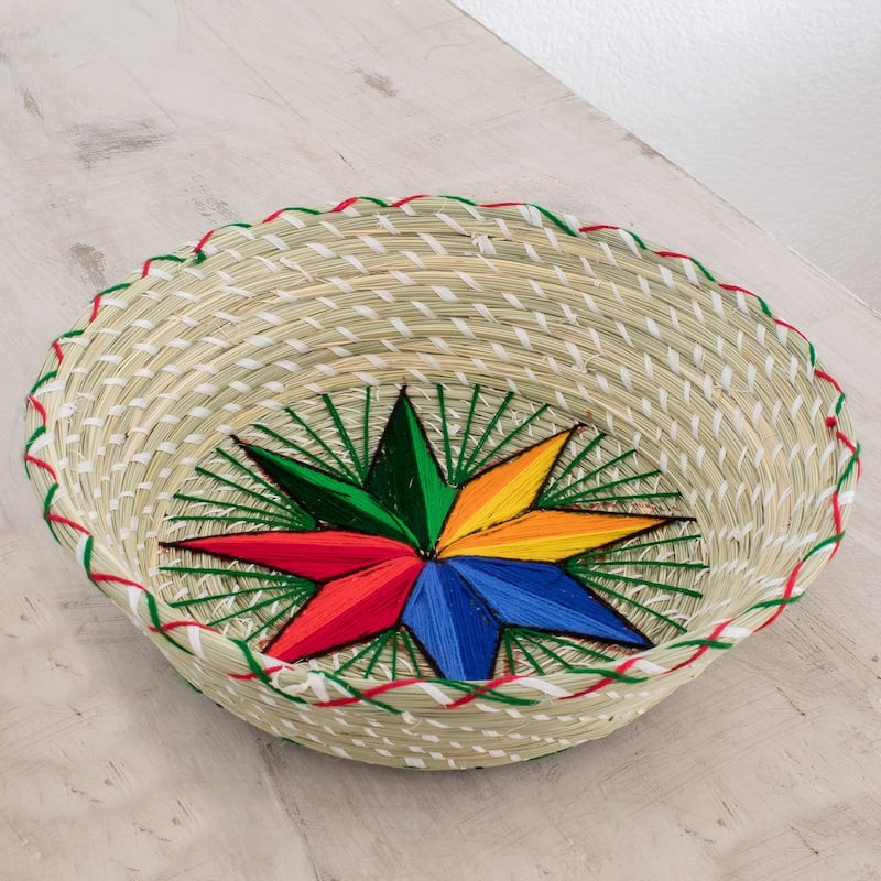 NOVICA Handmade Artisanal Star Natural Fiber Decorative Basket